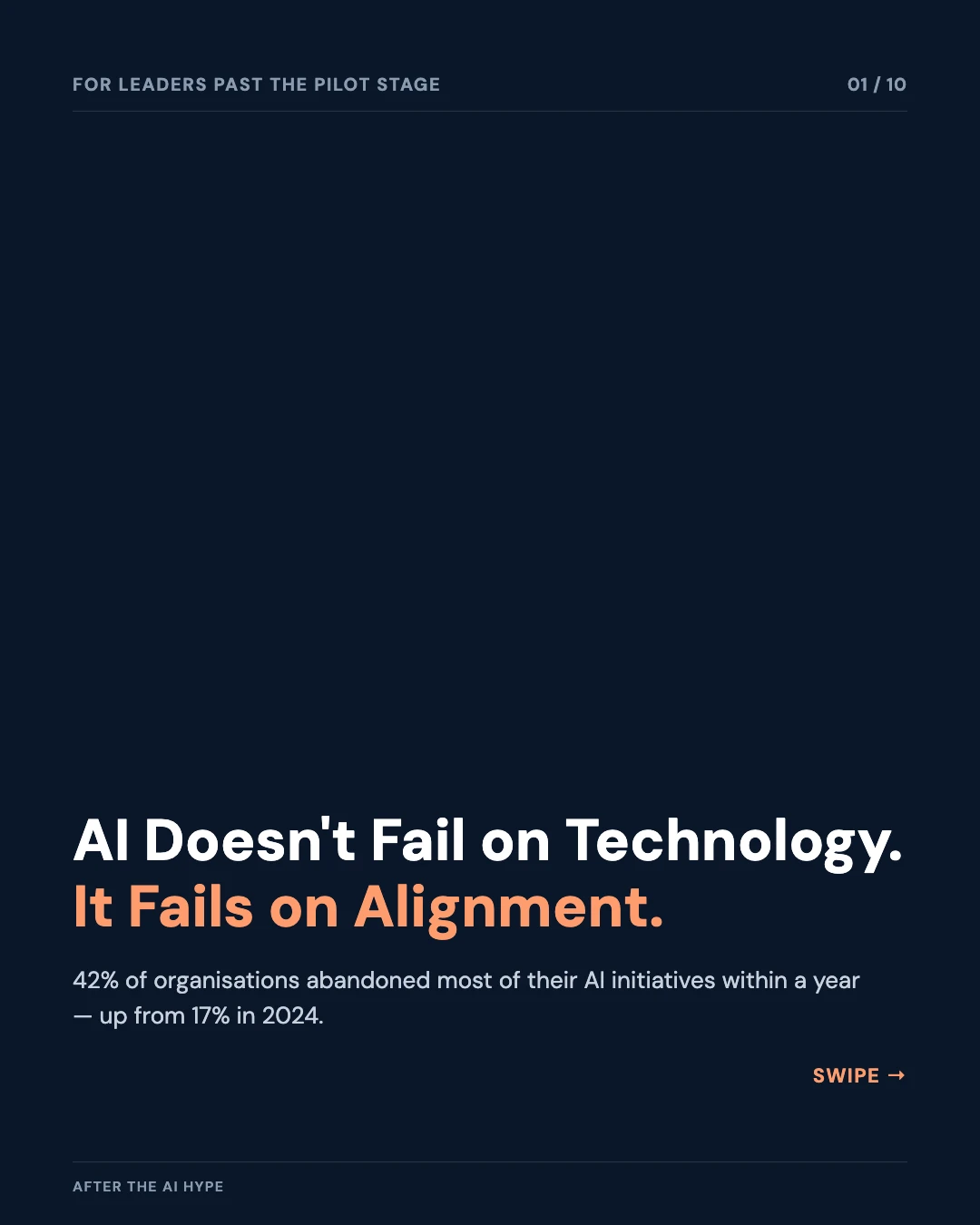 Carousel slide 1: AI doesn't fail on technology, it fails on alignment