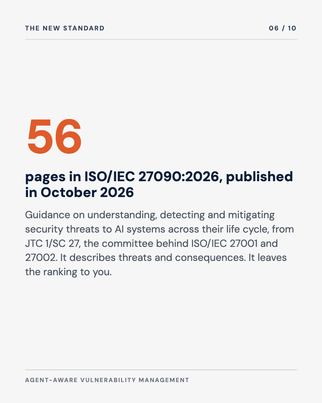 Carousel slide 6: ISO/IEC 27090:2026 published in October 2026