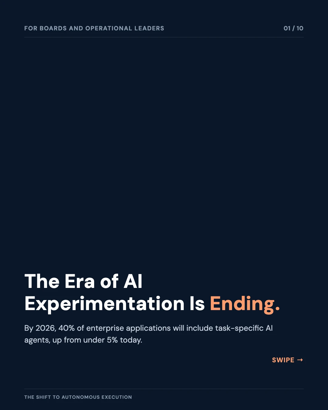 Carousel slide 1: the era of AI experimentation is ending