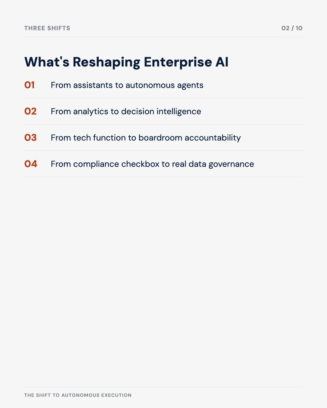 Carousel slide 2: three shifts reshaping enterprise AI