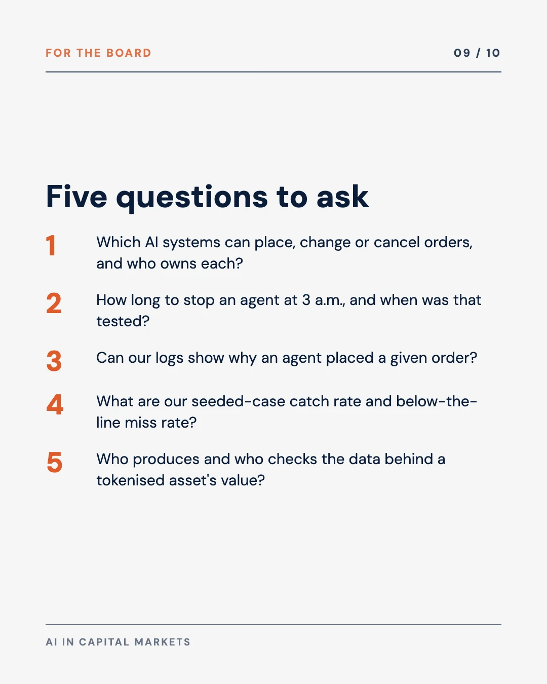 Carousel slide 9: five questions for the board