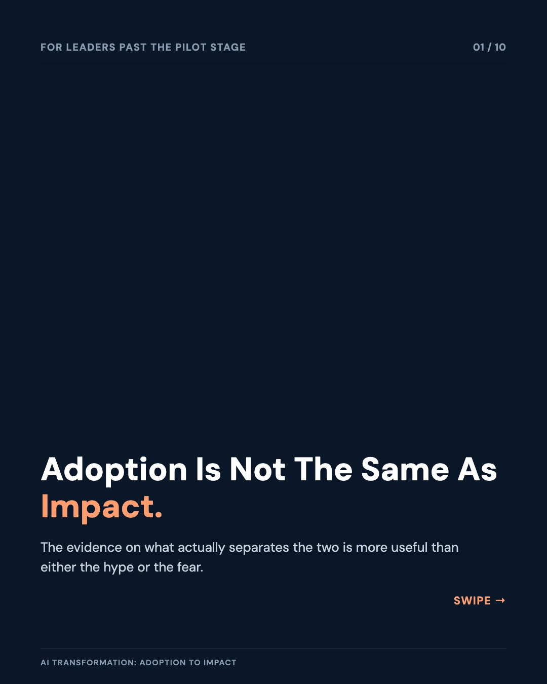 Carousel slide 1: cover — adoption is not the same as impact