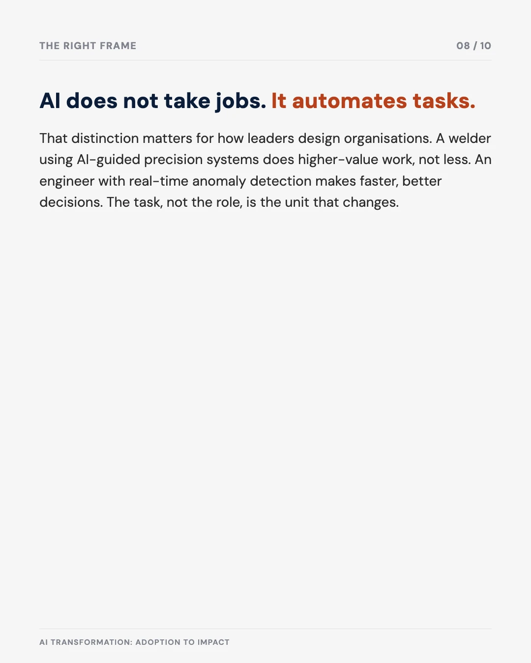 Carousel slide 8: AI does not take jobs, it automates tasks