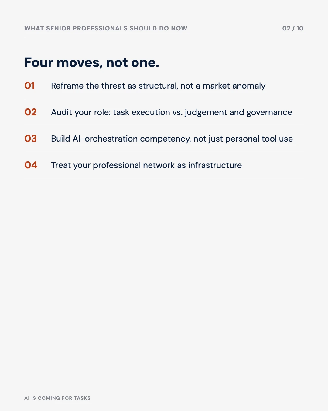 Carousel slide 2: four moves senior professionals should make now