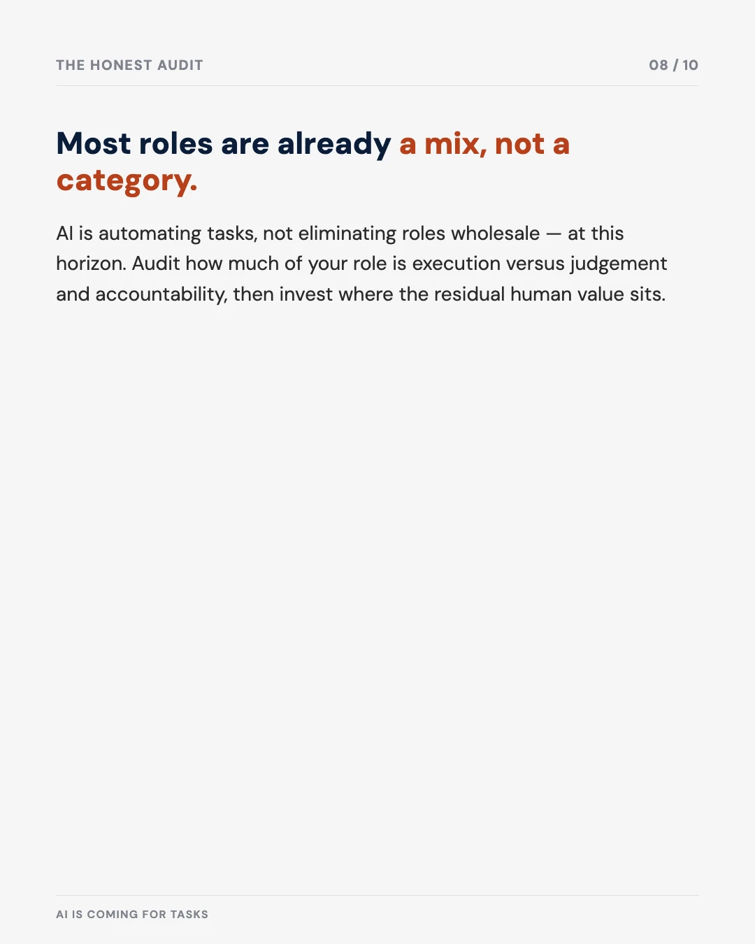 Carousel slide 8: most roles are already a mix, not a category