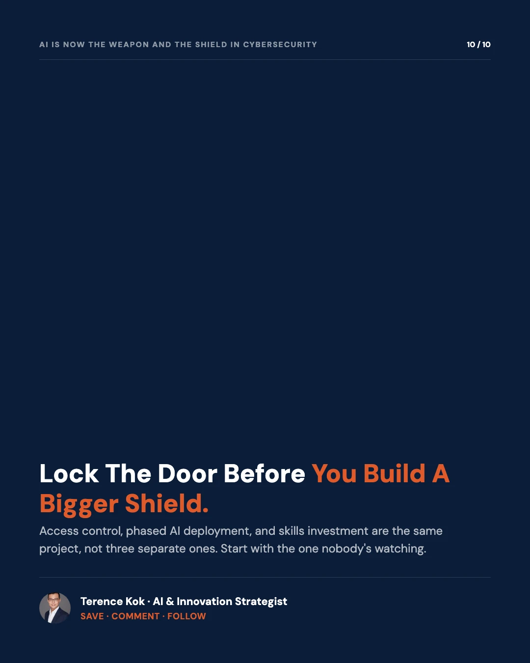 Carousel slide 10: closing, lock the door before you build a bigger shield, save comment follow