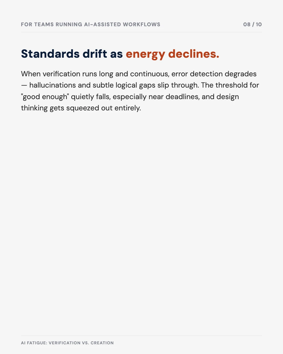 Carousel slide 8: standards drift as energy declines