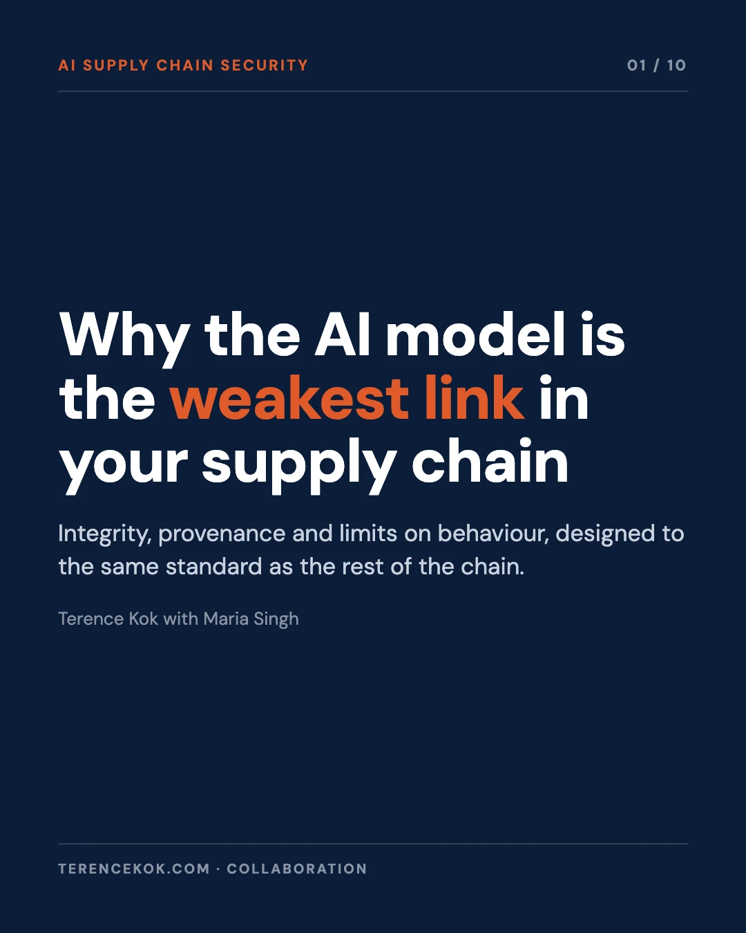 Carousel slide 1: cover, why the AI model is the weakest link in your supply chain