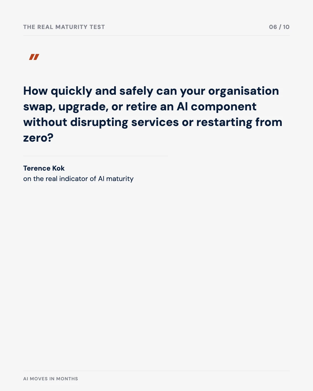 Carousel slide 6: quote on the real indicator of AI maturity