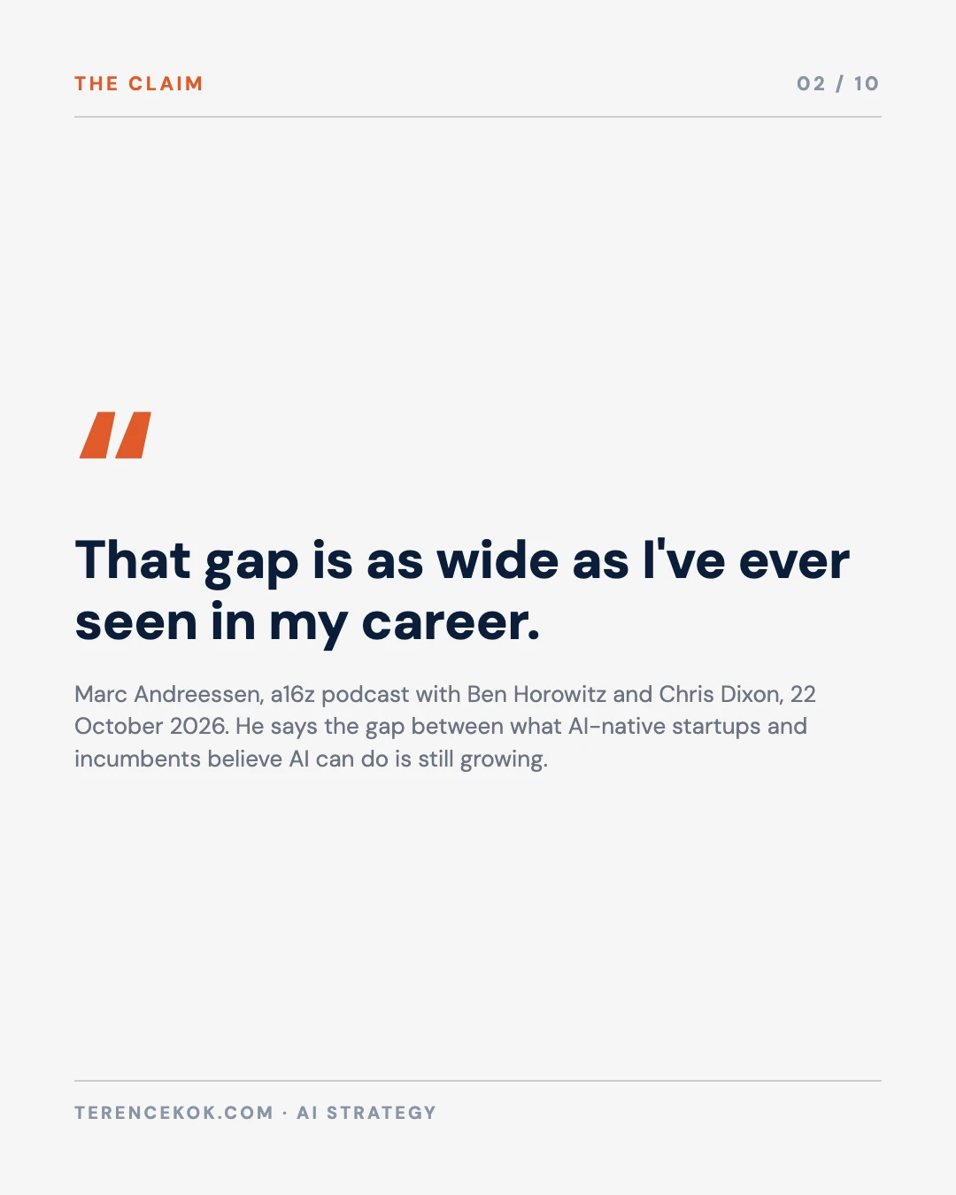 Carousel slide 2: Marc Andreessen says the gap is as wide as he has seen in his career