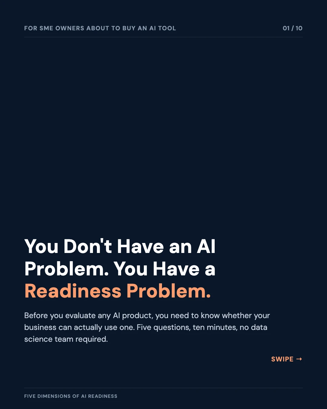 Carousel slide 1: cover, you don't have an AI problem, you have a readiness problem