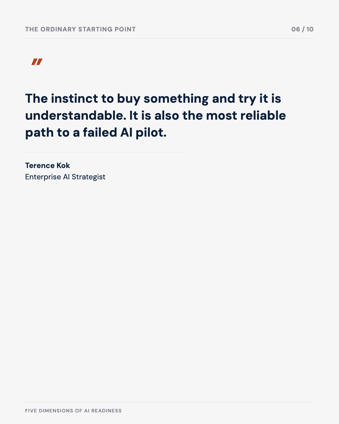 Carousel slide 6: quote on the instinct to buy and try