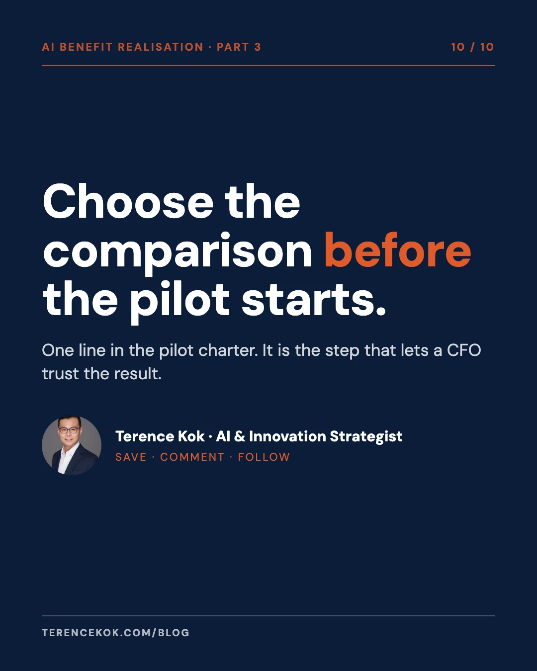 Carousel slide 10: closing, choose the comparison before the pilot starts