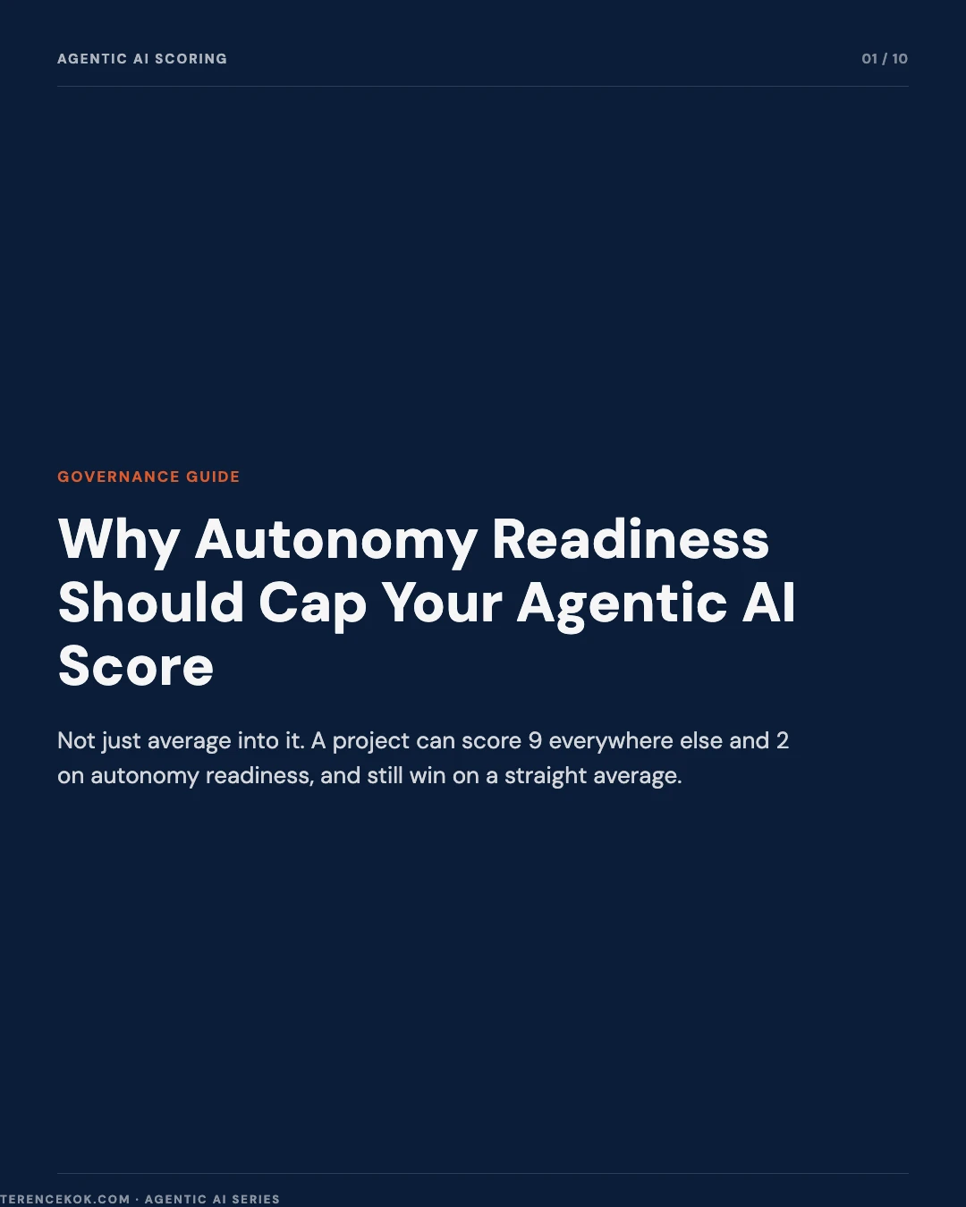 Carousel slide 1: cover, Why Autonomy Readiness Should Cap Your Agentic AI Score, not just average into it