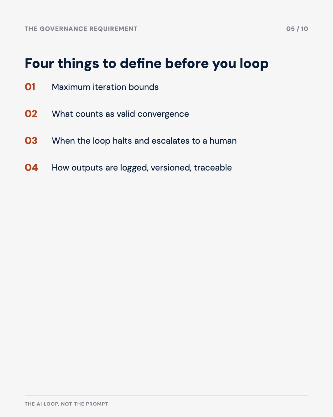 Carousel slide 5: four things to define before you loop