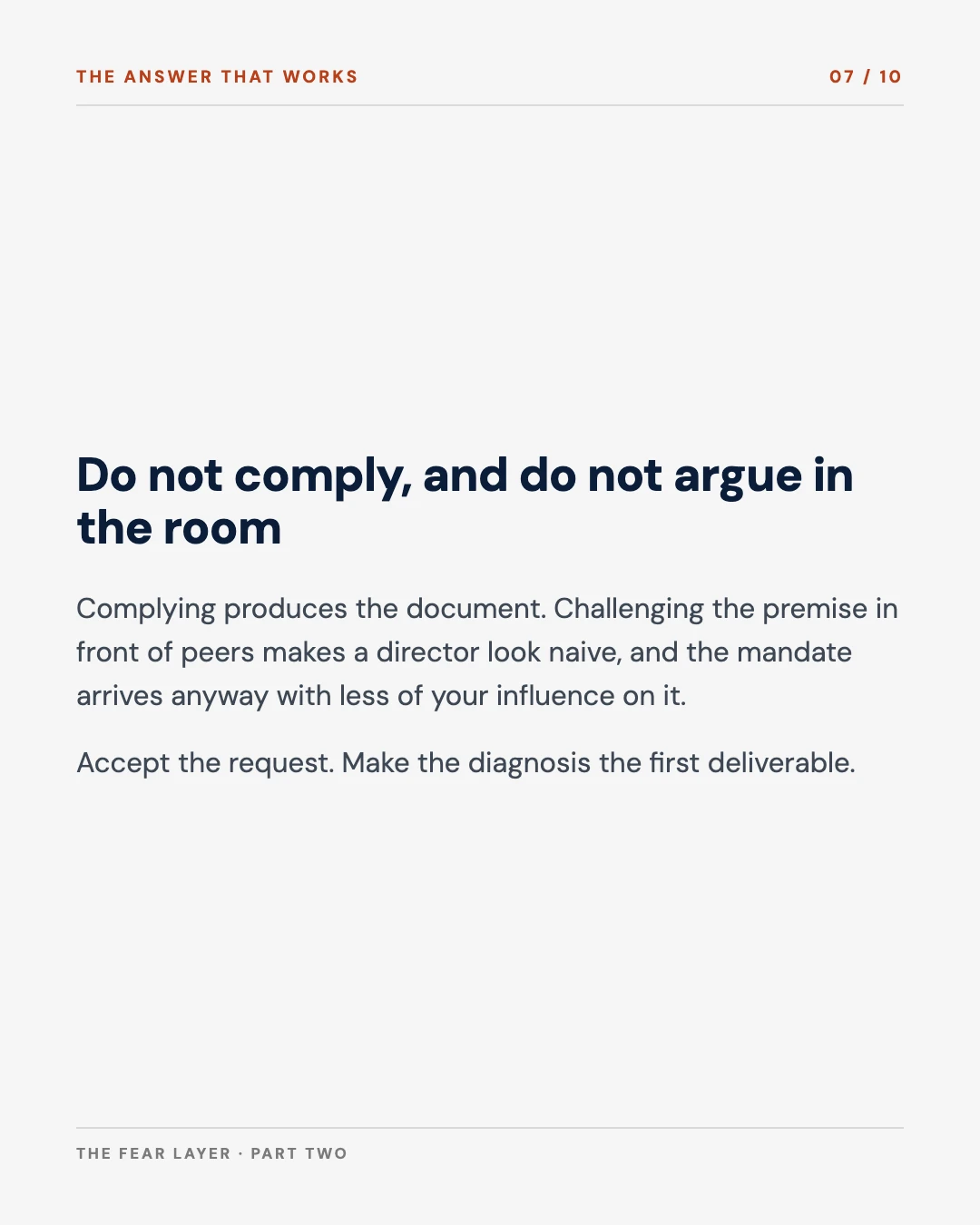 Carousel slide 7: do not comply and do not argue in the room