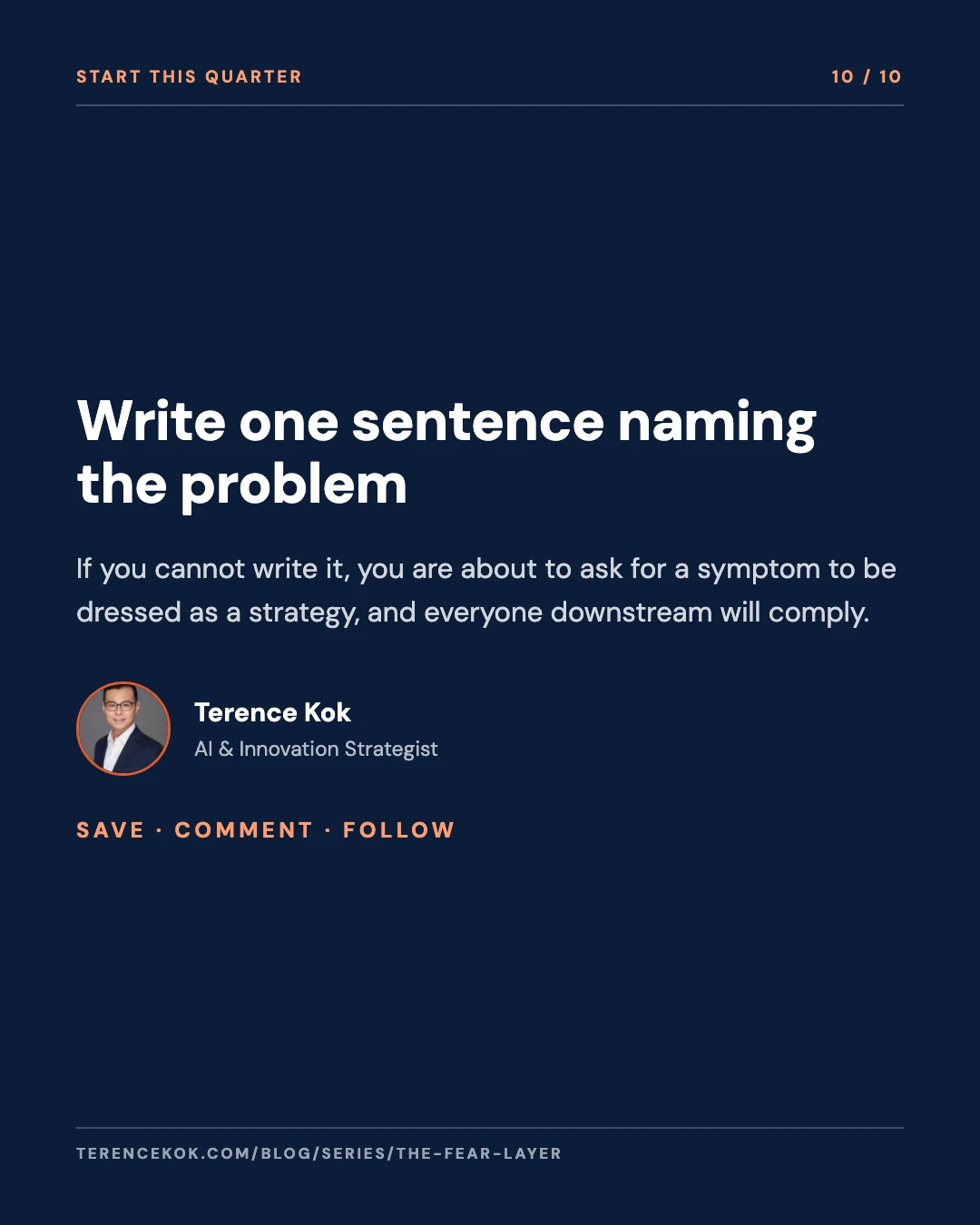 Carousel slide 10: closing call to action, write one sentence naming the problem