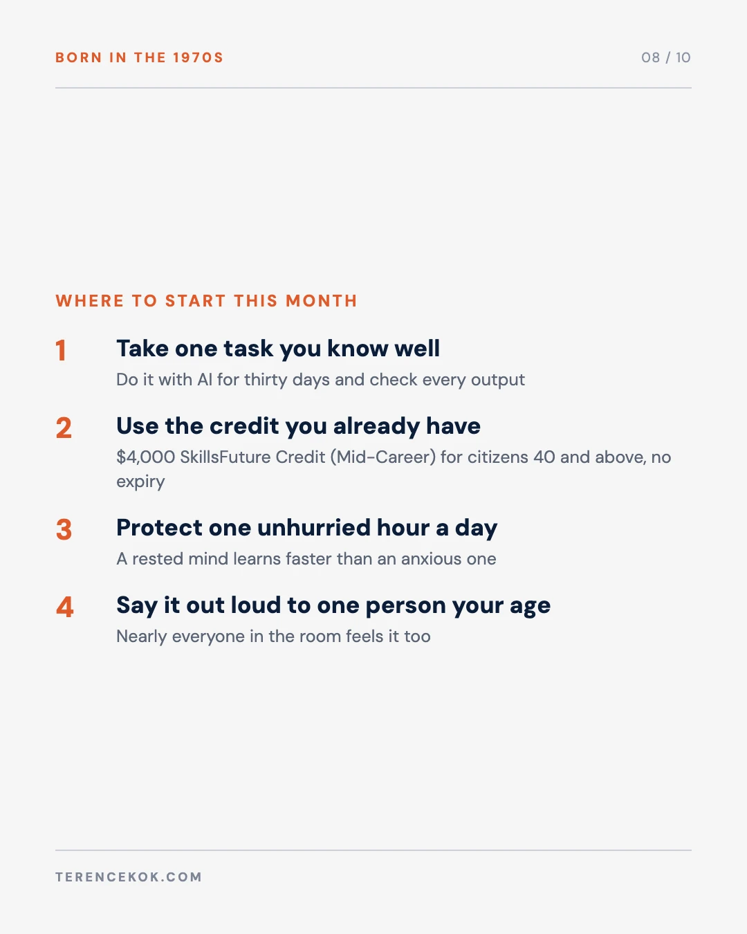 Carousel slide 8: where to start this month, four steps