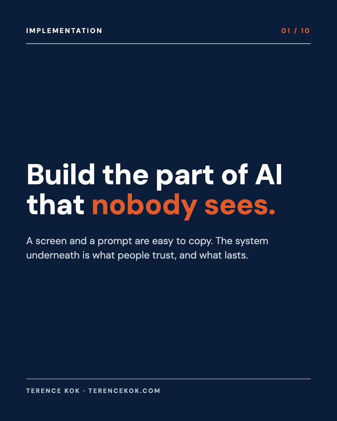 Carousel slide 1: cover, build the part of AI that nobody sees