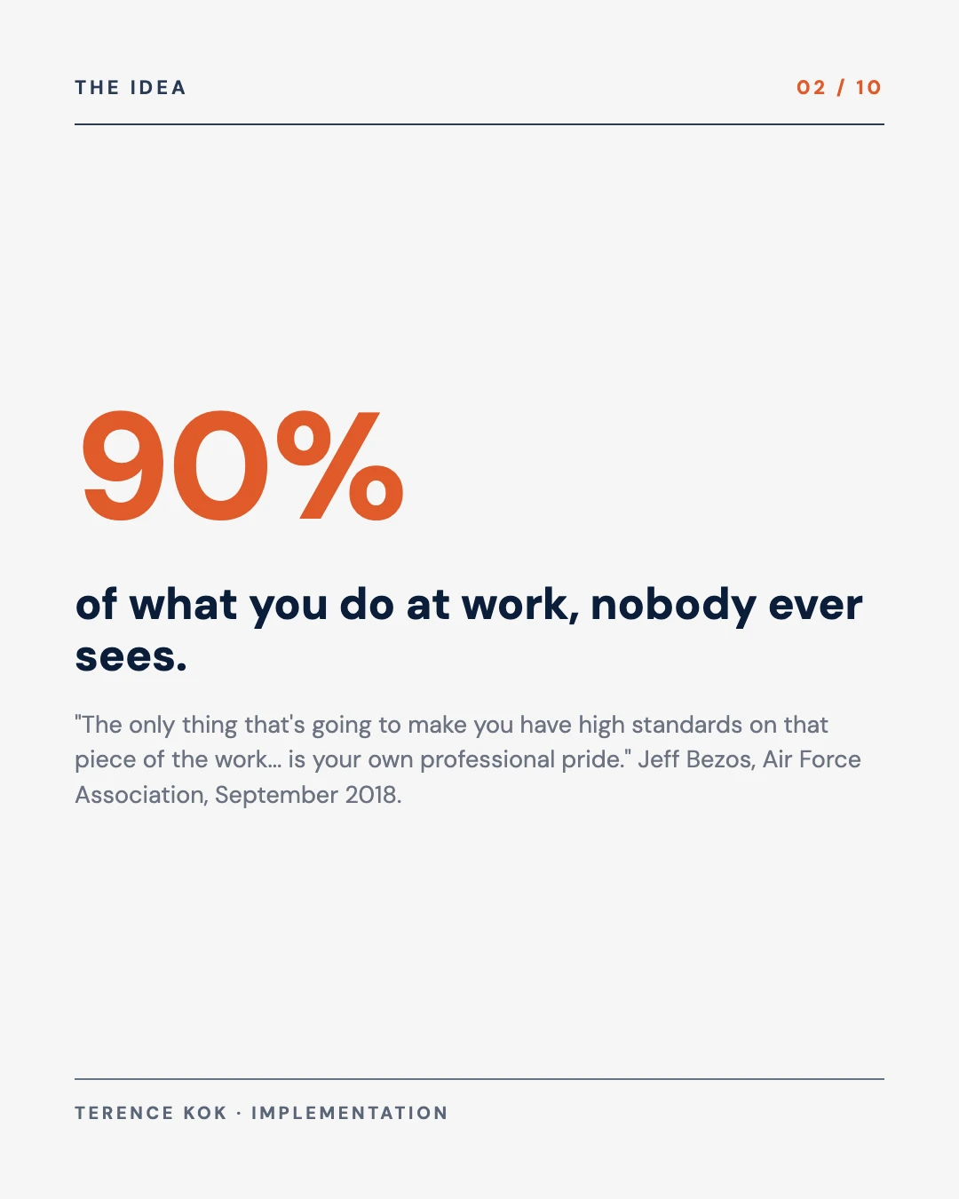 Carousel slide 2: Jeff Bezos in 2018, 90 percent of what you do nobody ever sees
