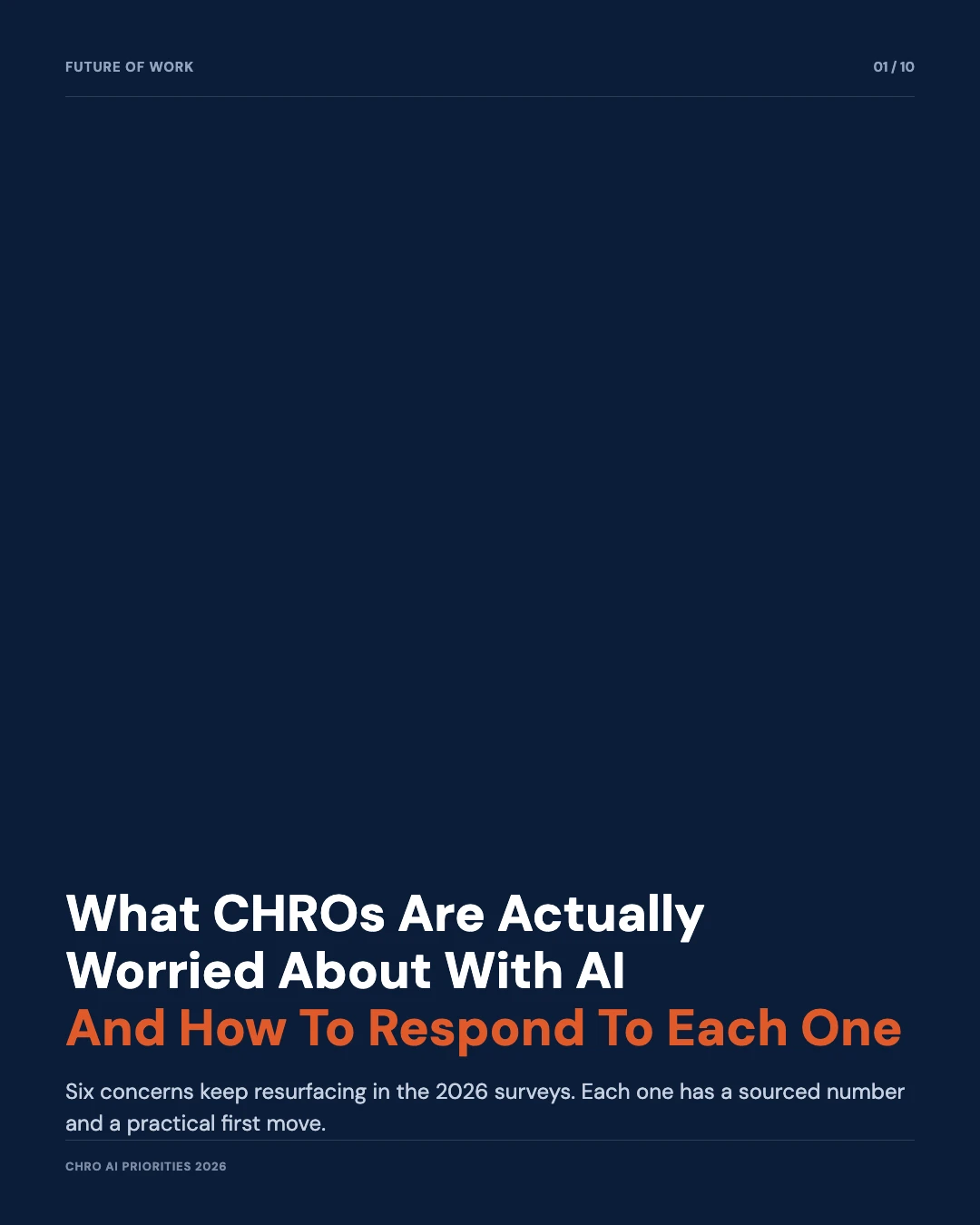 Carousel slide 1: cover, what CHROs are actually worried about with AI and how to respond to each one
