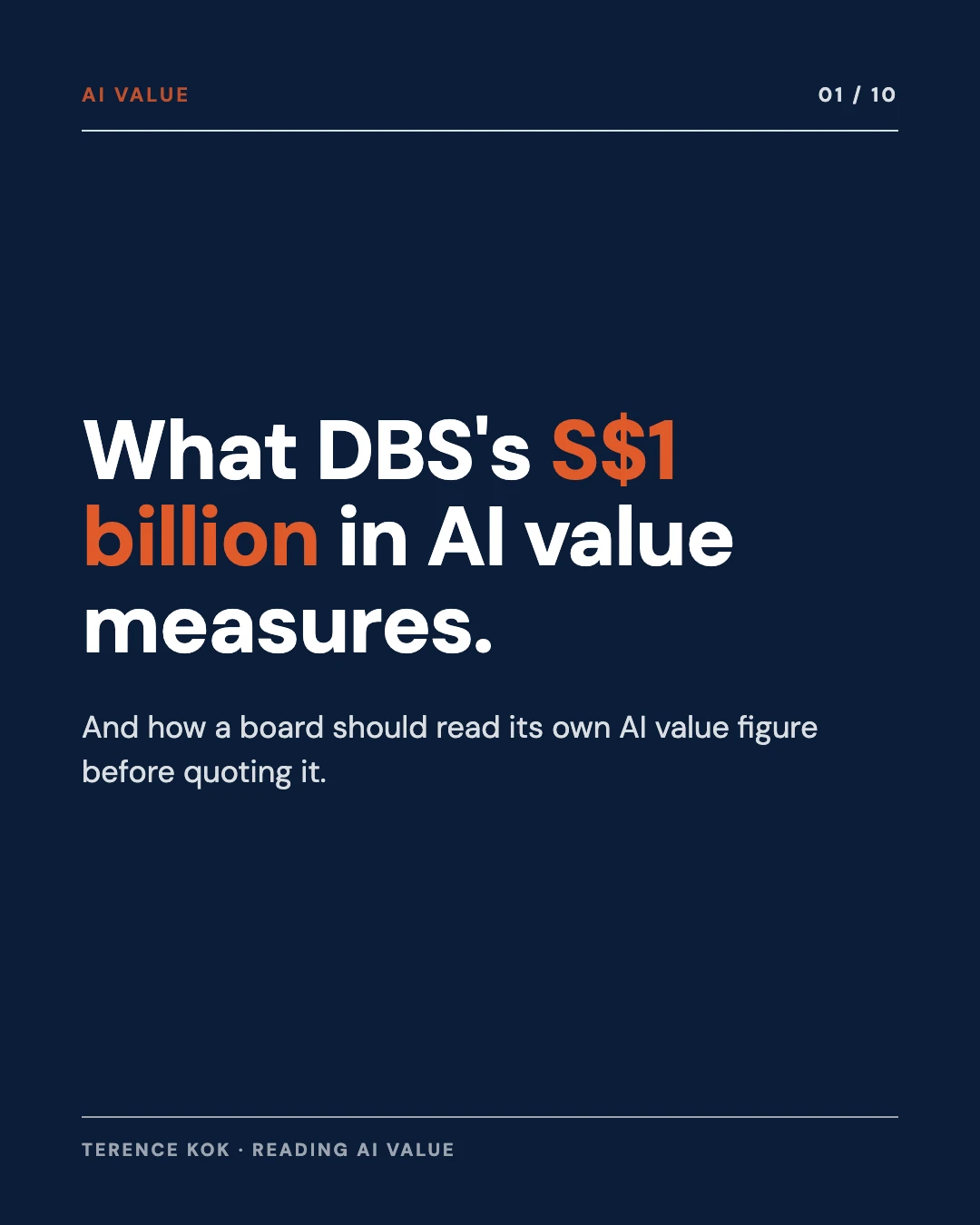 Carousel slide 1: cover, what DBS's S$1 billion in AI value measures