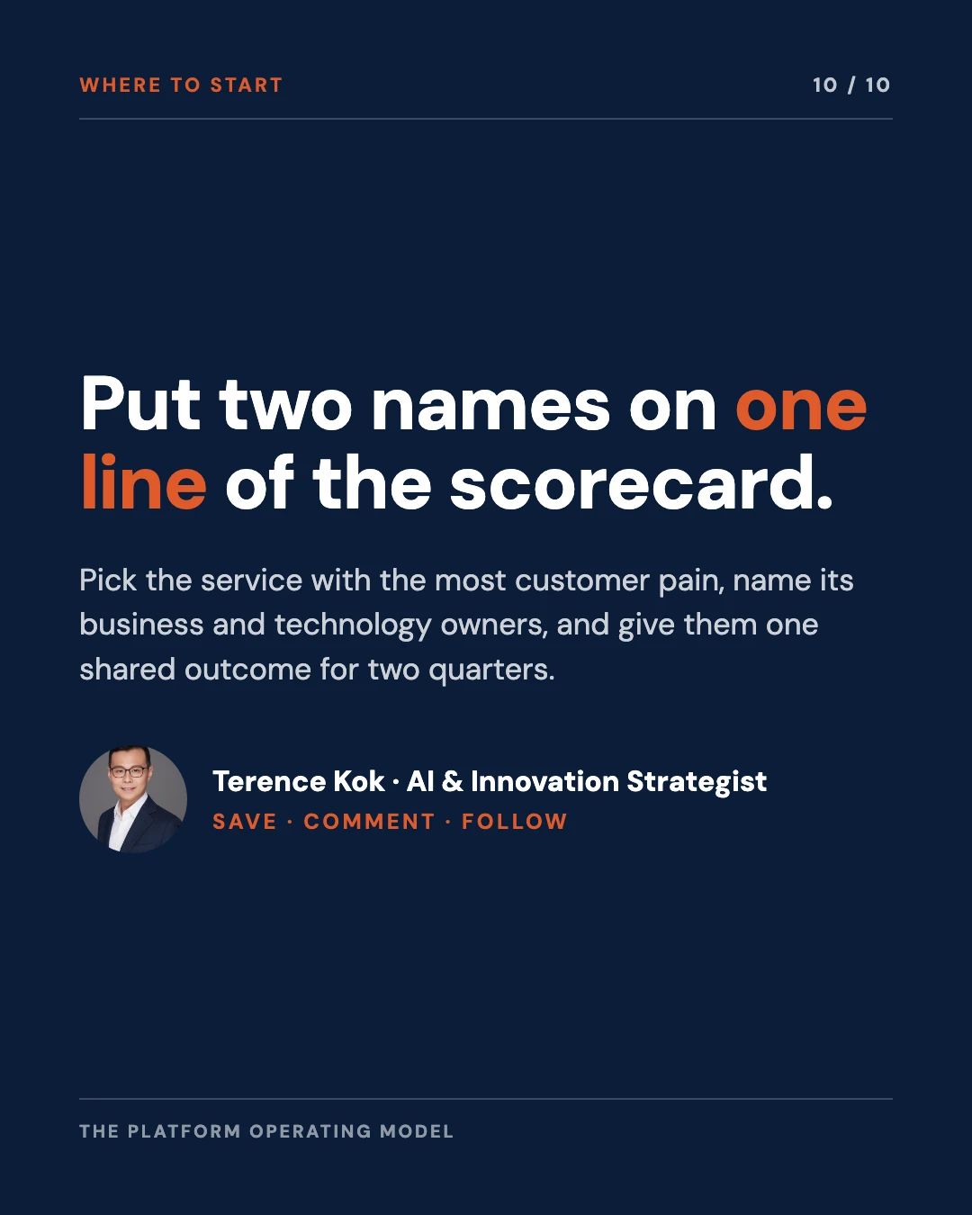 Carousel slide 10: closing, put two names on one line of the scorecard
