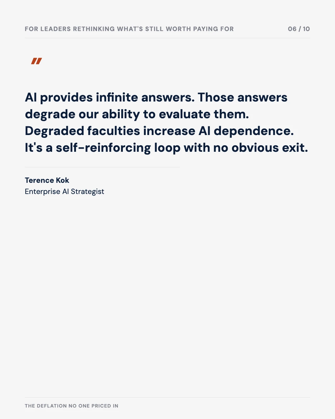 Carousel slide 6: quote on the self-reinforcing AI dependence loop