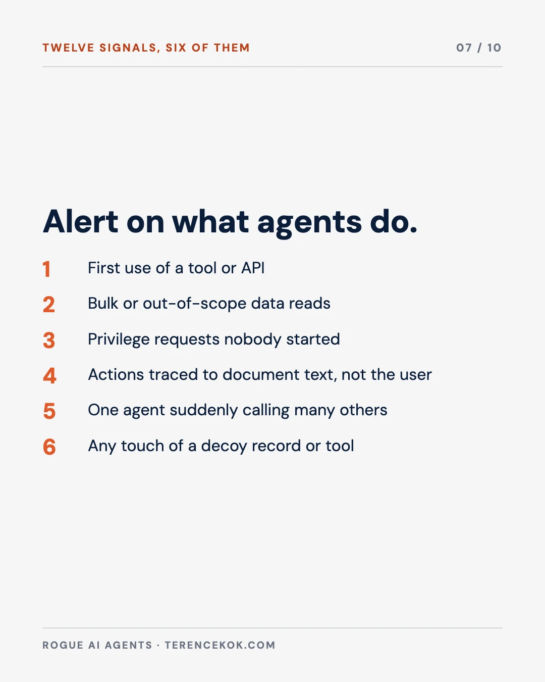 Carousel slide 7: twelve action signals to alert on