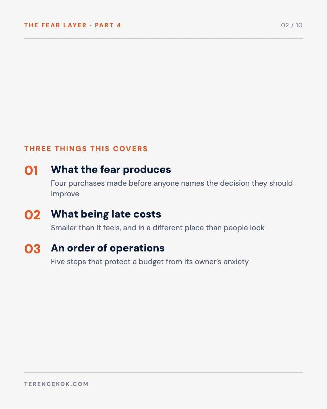 Carousel slide 2: agenda, three things this covers