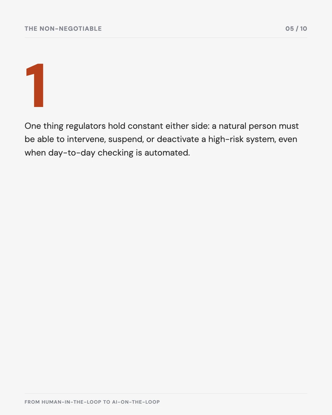 Carousel slide 5: the non-negotiable human fallback requirement