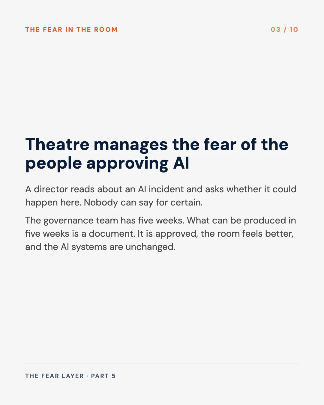 Carousel slide 3: theatre manages the fear of the people in the room
