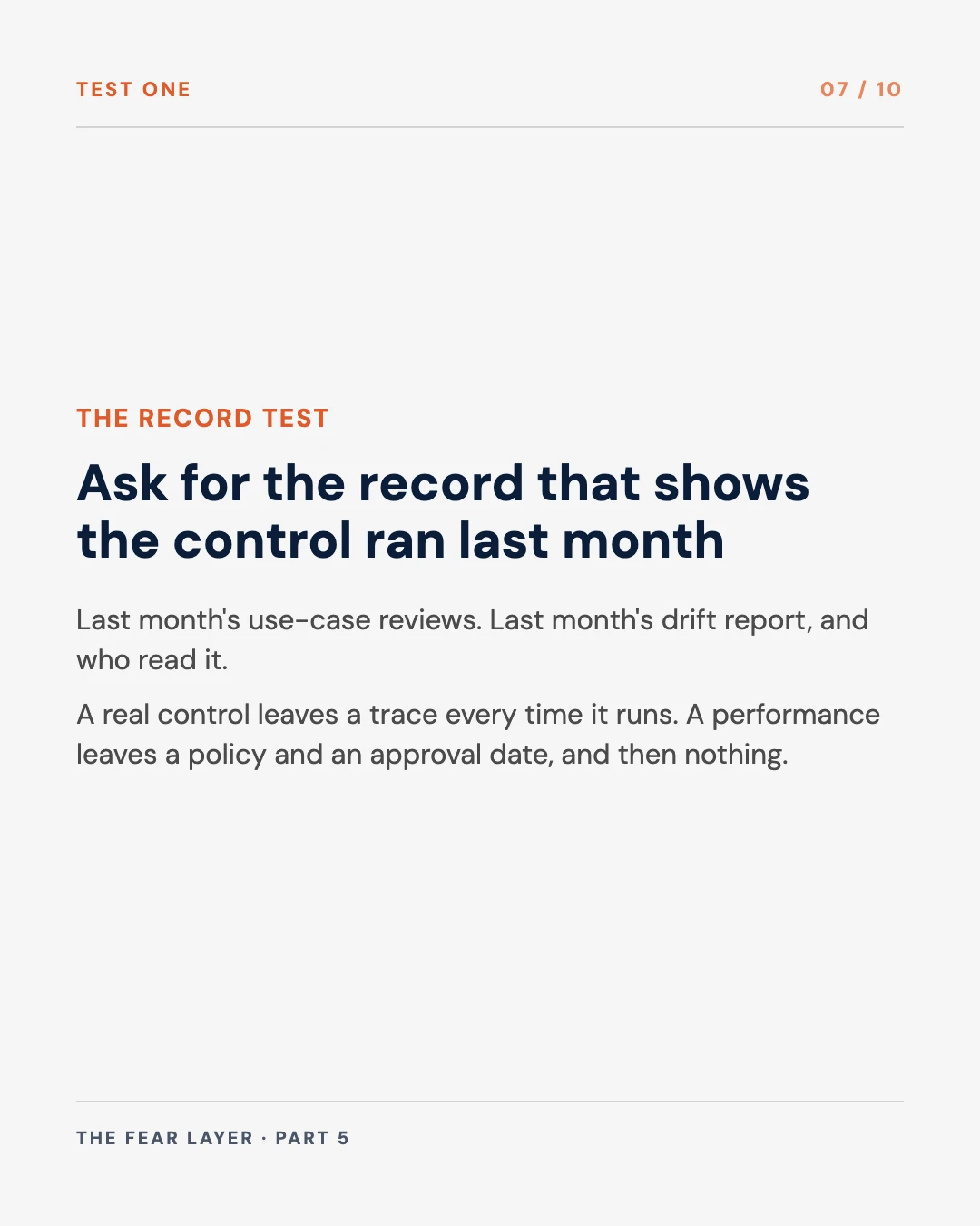 Carousel slide 7: test one, the record