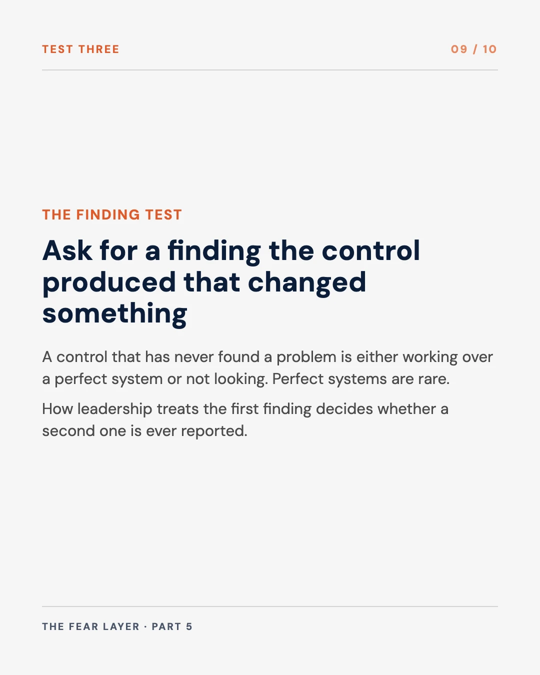 Carousel slide 9: test three, the finding that changed something