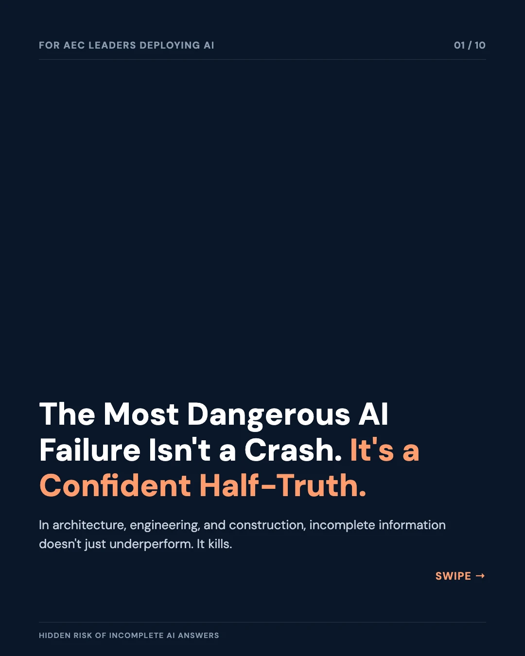 Carousel slide 1: the most dangerous AI failure isn't a crash, it's a confident half-truth