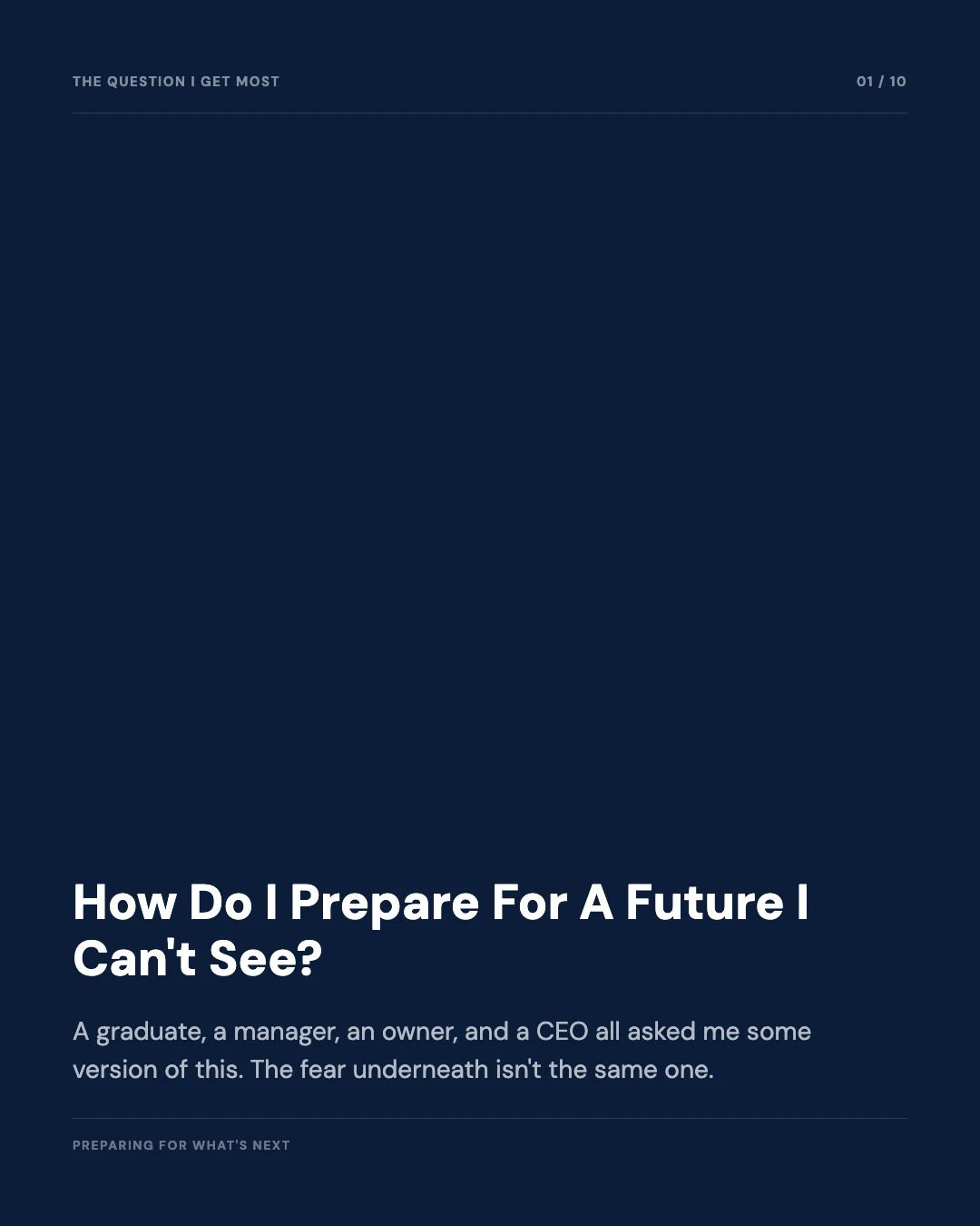 Carousel slide 1: cover, How Do I Prepare For A Future I Can't See