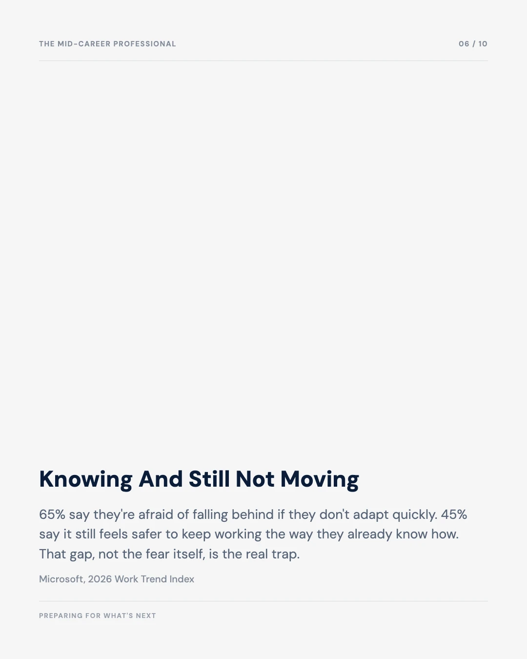 Carousel slide 6: the mid-career trap of knowing and still not moving