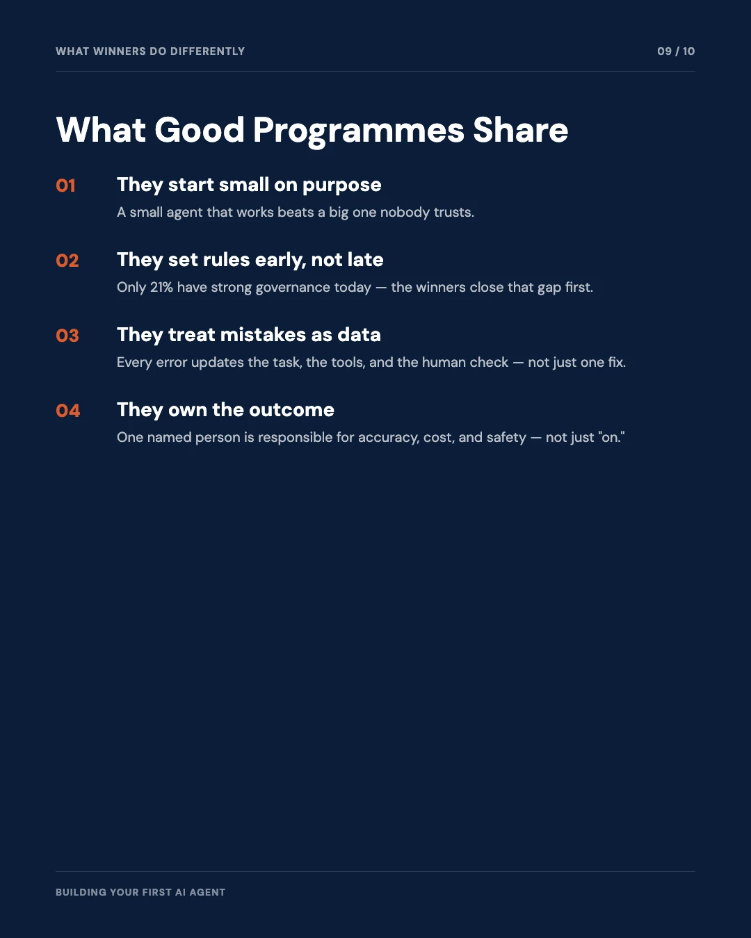 Carousel slide 9: what good agent programmes share