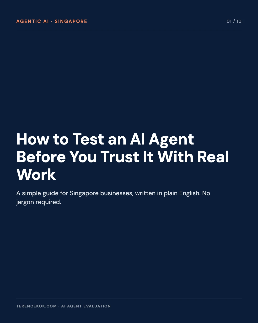 Carousel slide 1: cover, How to Test an AI Agent Before You Trust It With Real Work