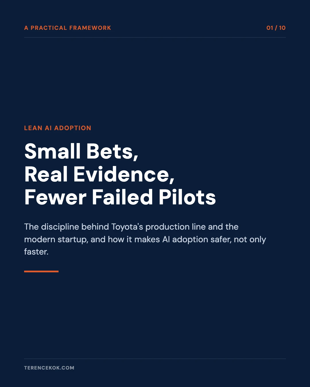 Carousel slide 1: cover, small bets, real evidence, fewer failed pilots