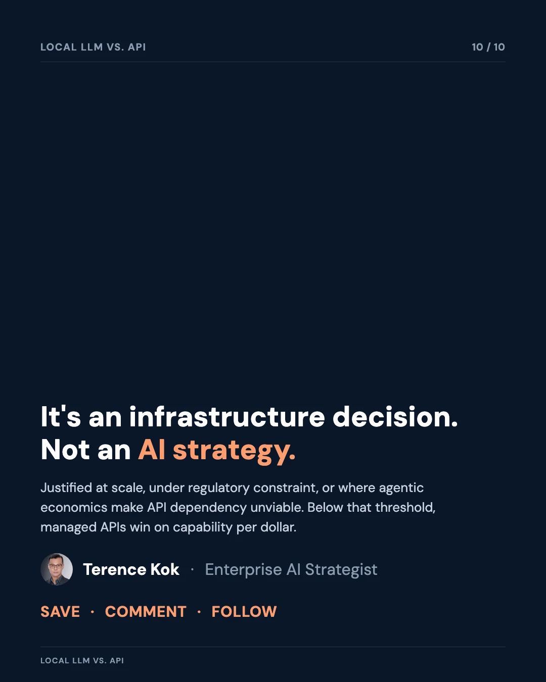 Carousel slide 10: closing call to action — an infrastructure investment, not a strategy