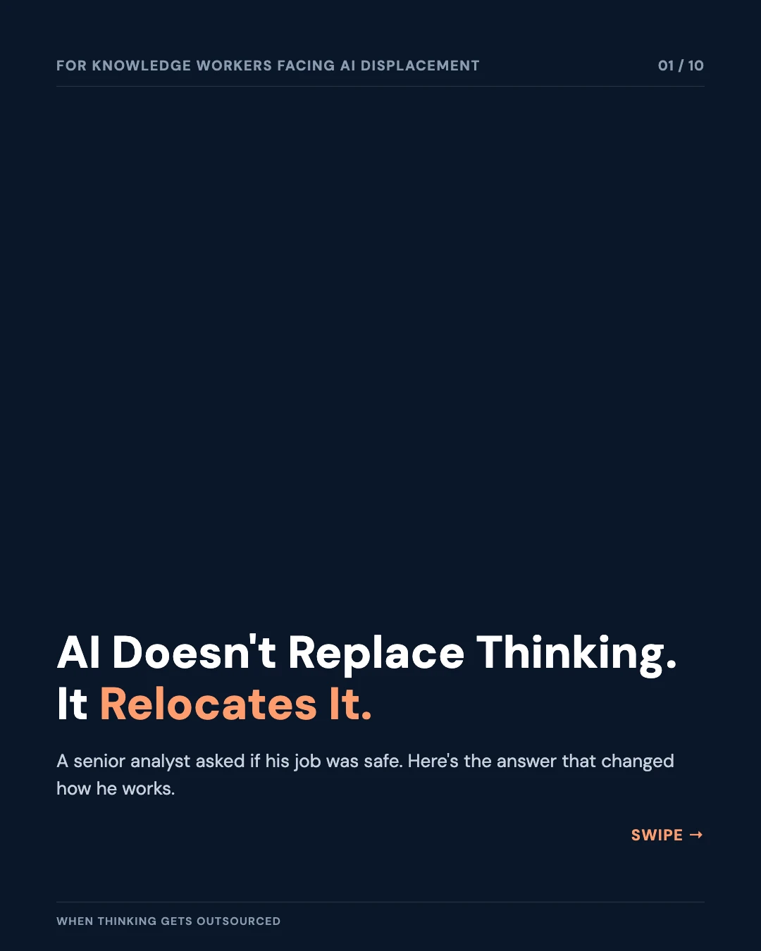 Carousel slide 1: AI doesn't replace thinking, it relocates it