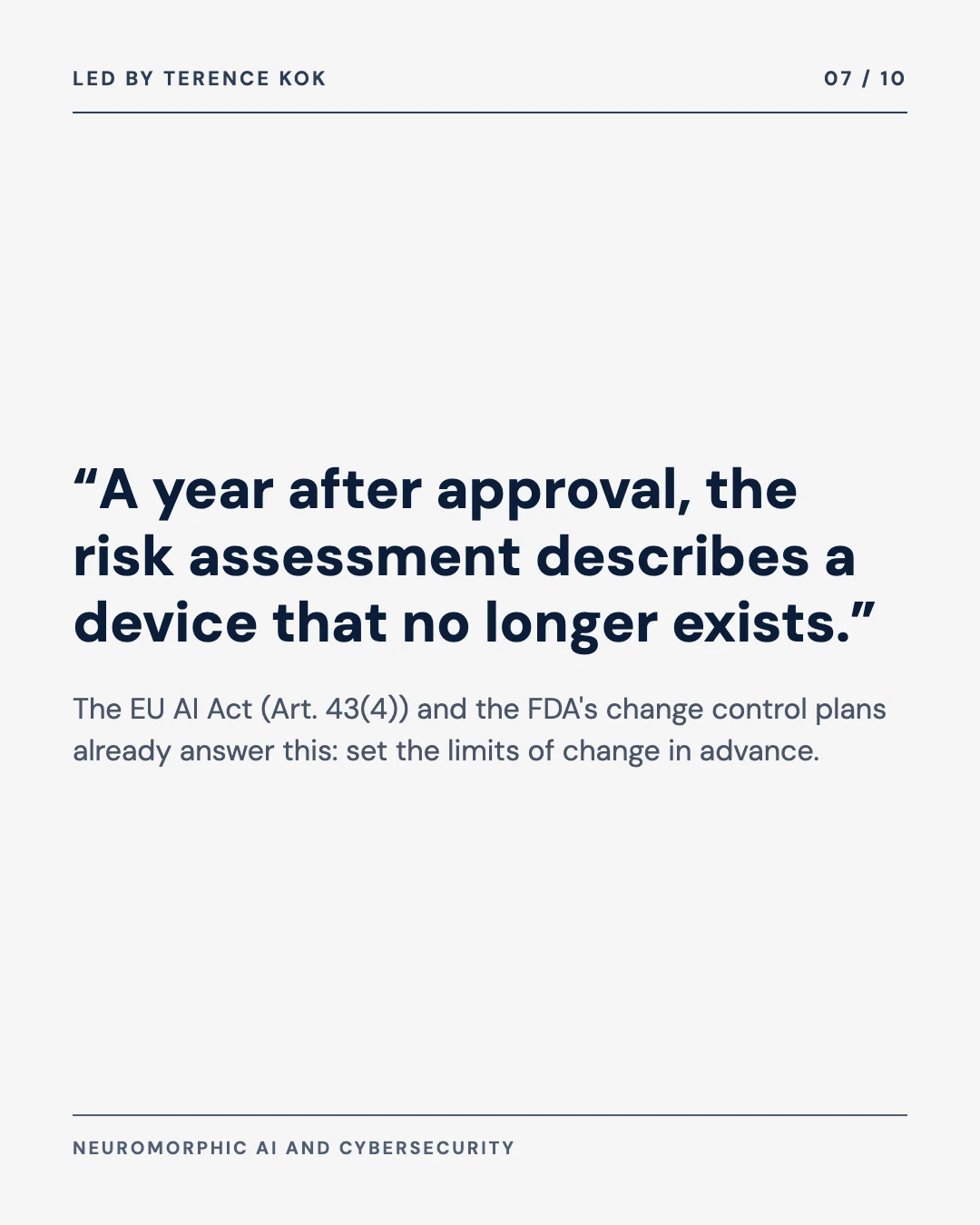 Carousel slide 7: the approved device and the device in the field drift apart