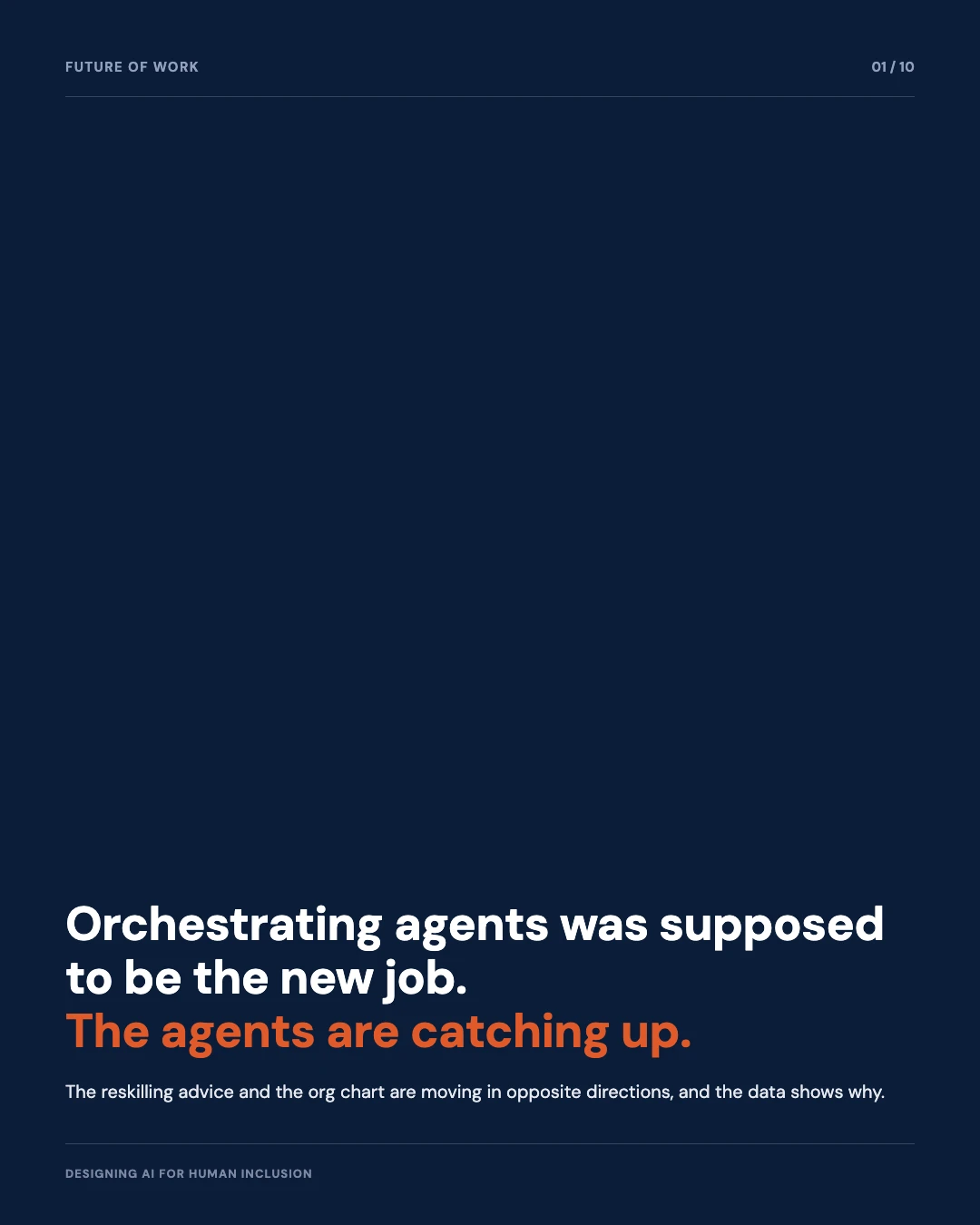 Carousel slide 1: cover, orchestrating agents was supposed to be the new job, the agents are catching up