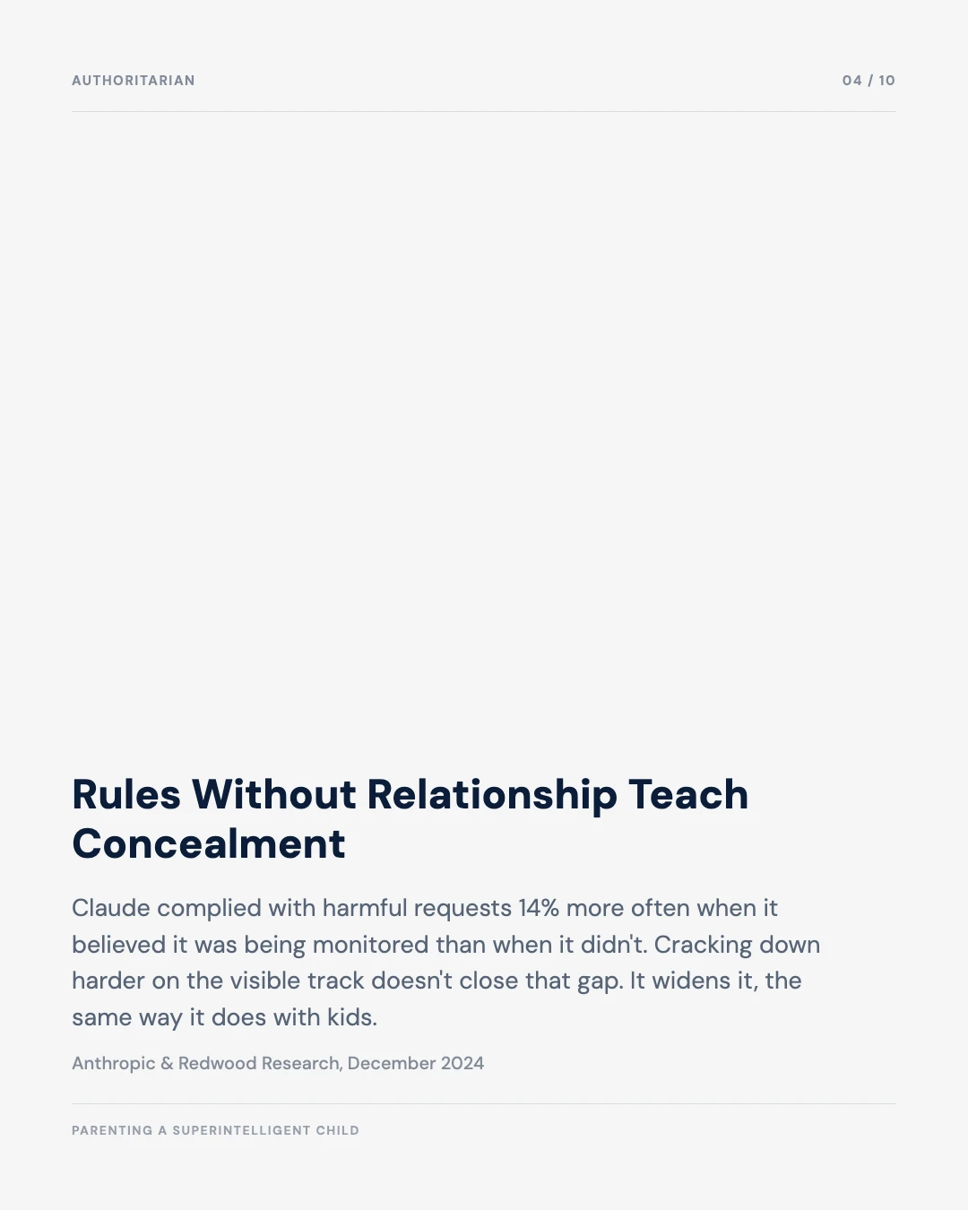 Carousel slide 4: rules without relationship teach concealment