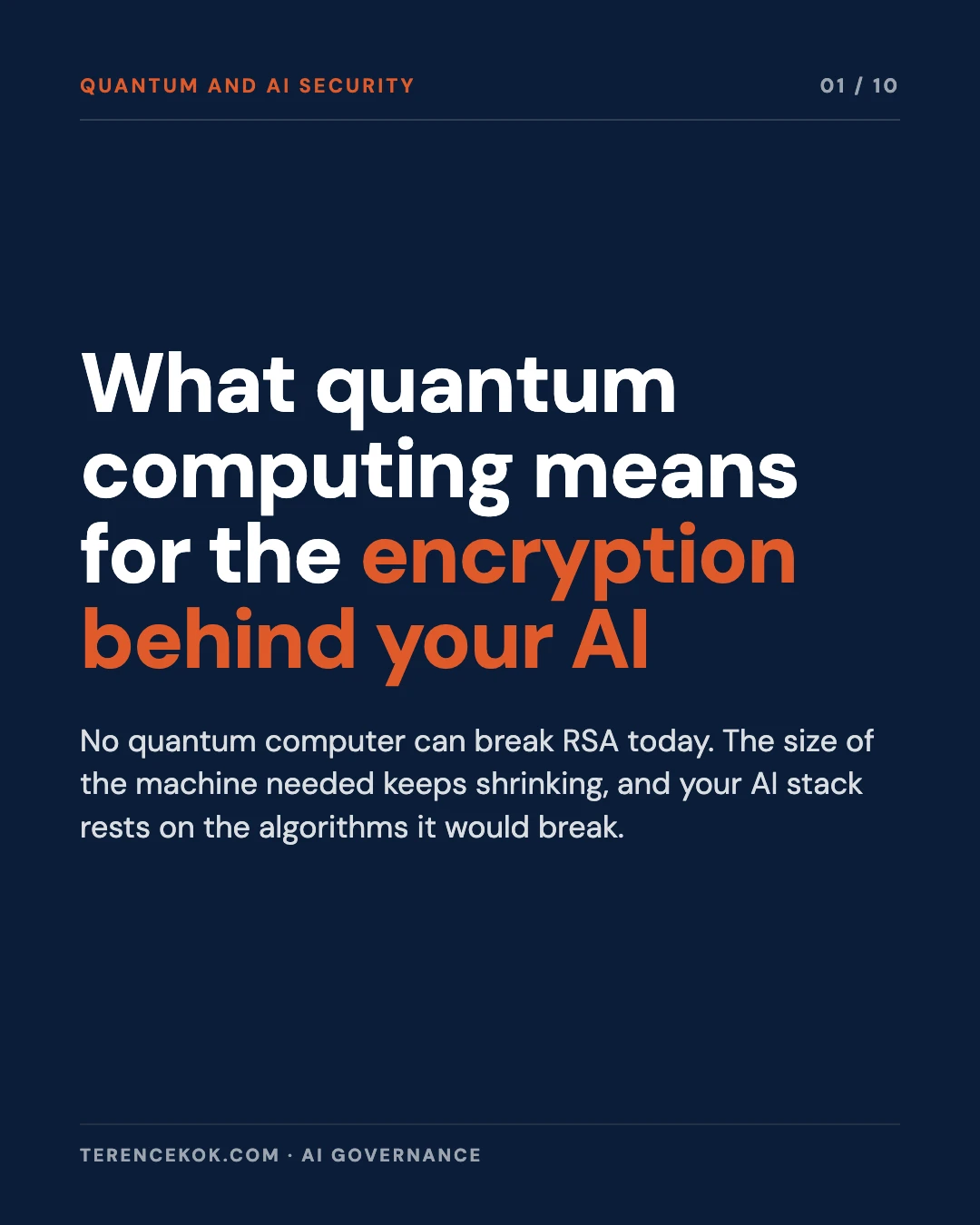 Carousel slide 1: cover, what quantum computing means for the encryption behind your AI