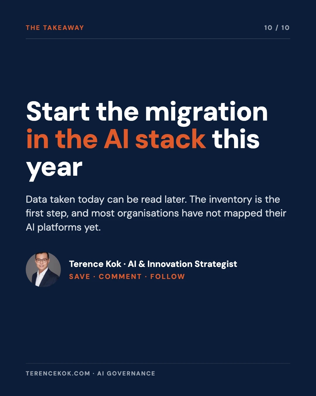 Carousel slide 10: closing, start the migration in the AI stack