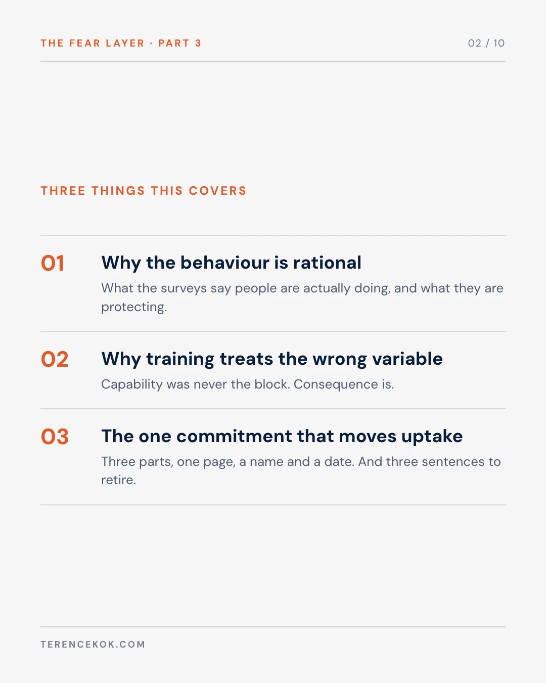 Carousel slide 2: agenda, three things this covers
