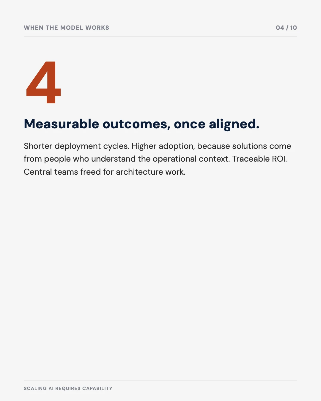 Carousel slide 4: four measurable outcomes once aligned
