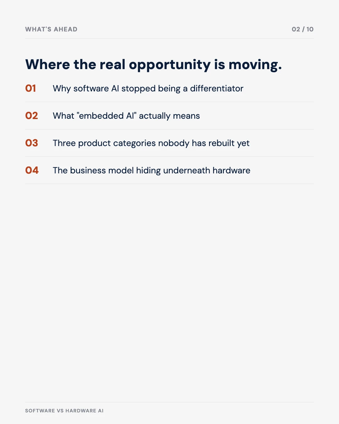 Carousel slide 2: agenda — where the real opportunity is moving